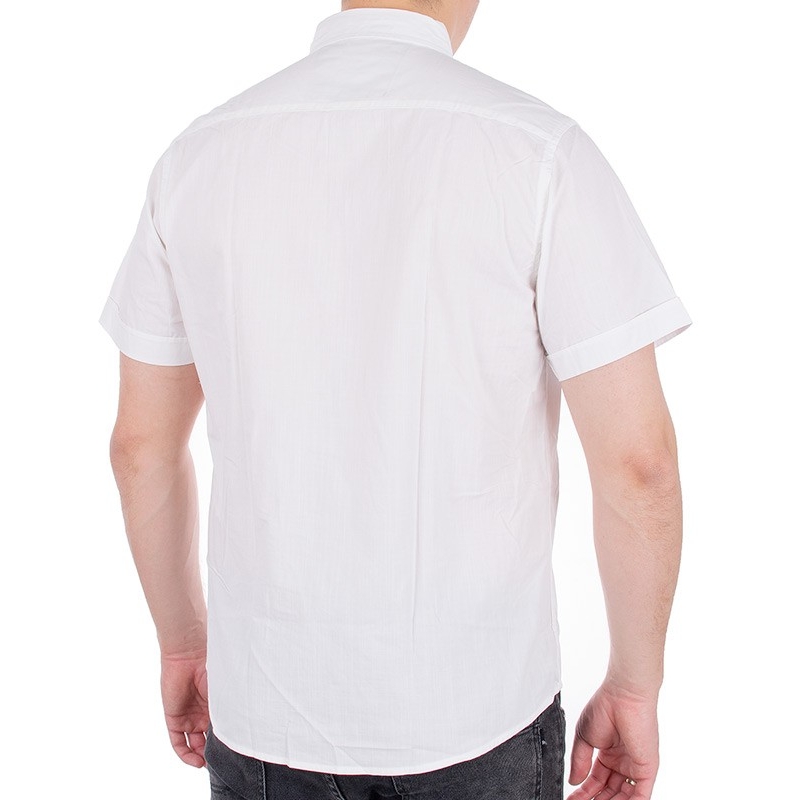 Biała koszula casual Pako Jeans model Turf z kr. rękawem i kieszonką