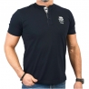 Granatowy t-shirt z kr. rękawem Pako Jeans TPJ Mind GR z guziczkami