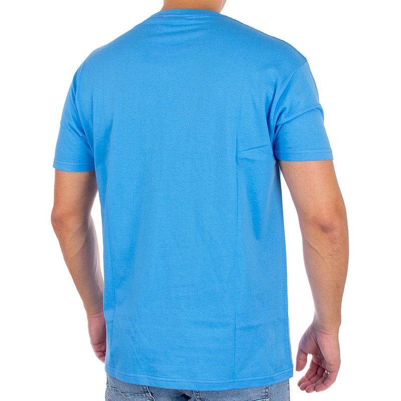 Błękitny t-shirt Kings 750-101KP bawełniany z ciemniejszą kieszenią