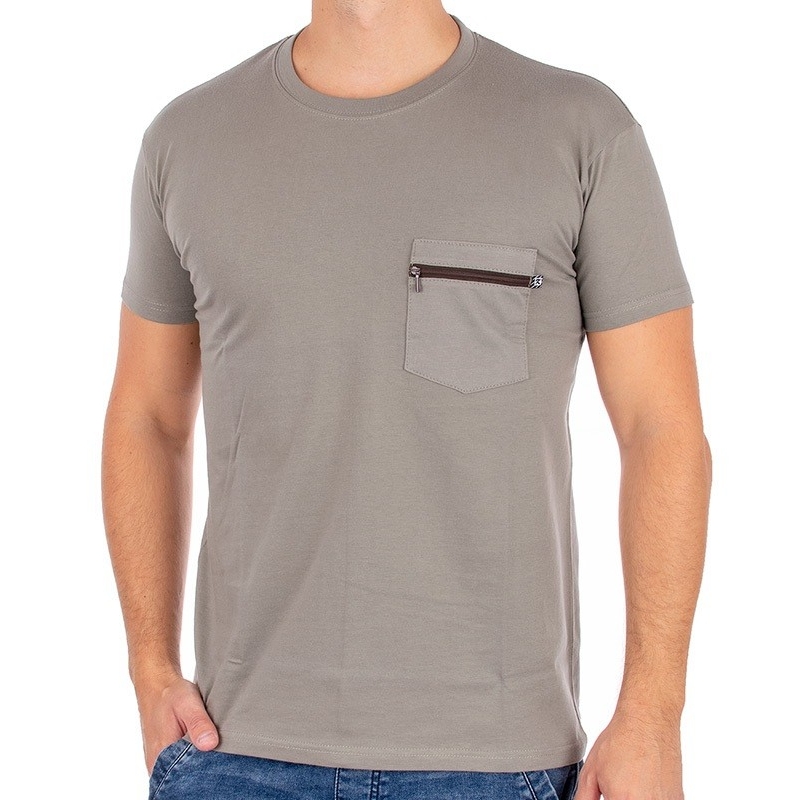 Koszulka T-shirt Kings 750-101Z cynkowa z kieszenią na brązowy zamek