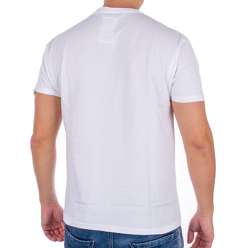 Biały T-shirt Kings 750-101K z białą kieszonką w granatowe paski