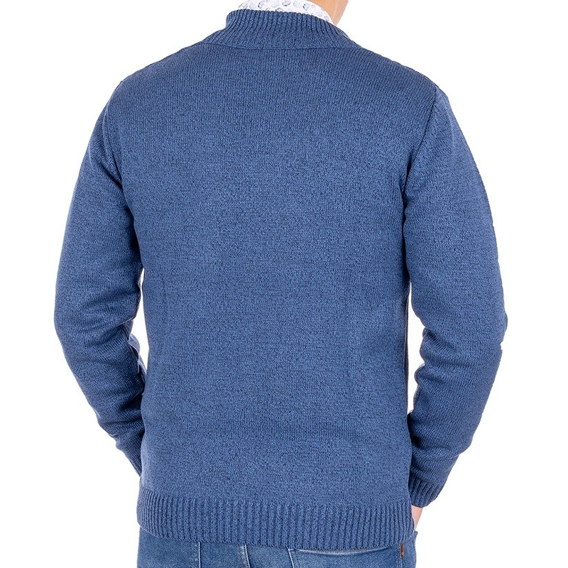 Rozpinany sweter Lidos 4541Z z przeszyciem z przodu - kolor jeansowy