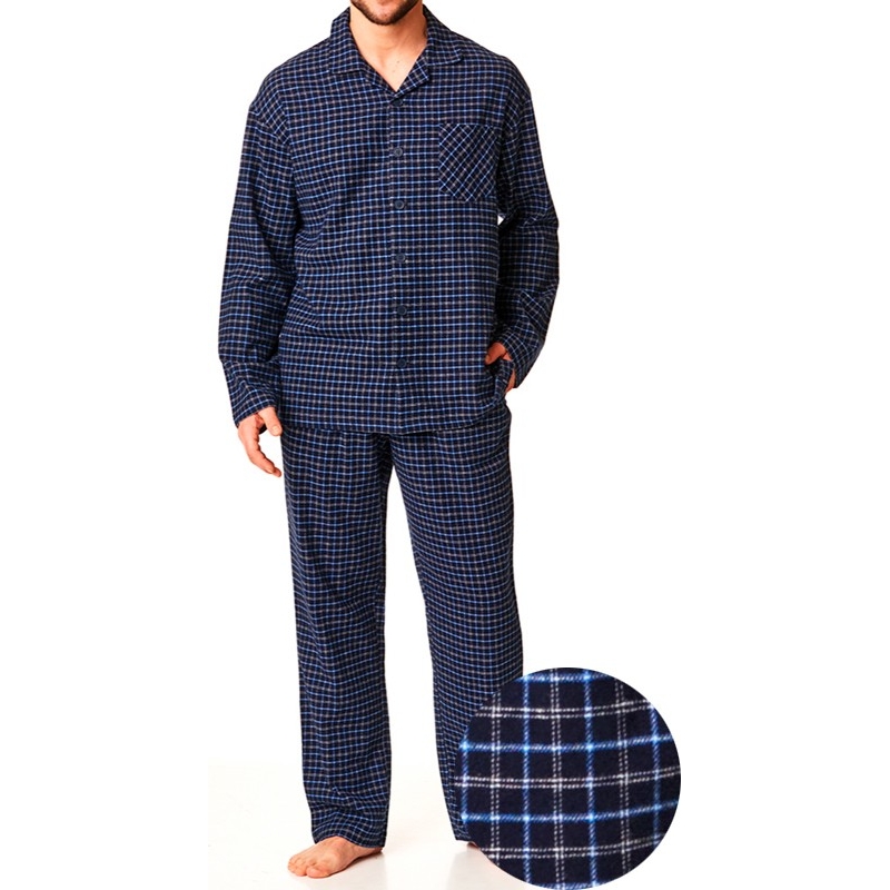 Granatowa piżama flanelowa Key MNS 429 B22 w kratkę