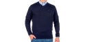Granatowy sweter wełniany v-neck w serek Pako Jeans M L XL 2XL 3XL