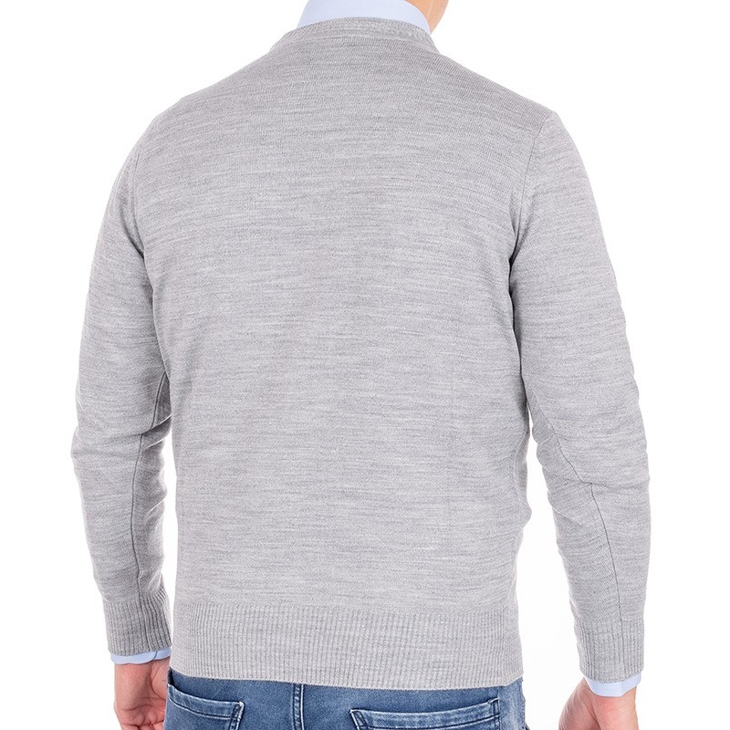 Popielaty sweter wełniany U-neck Pako Jeans pod szyję