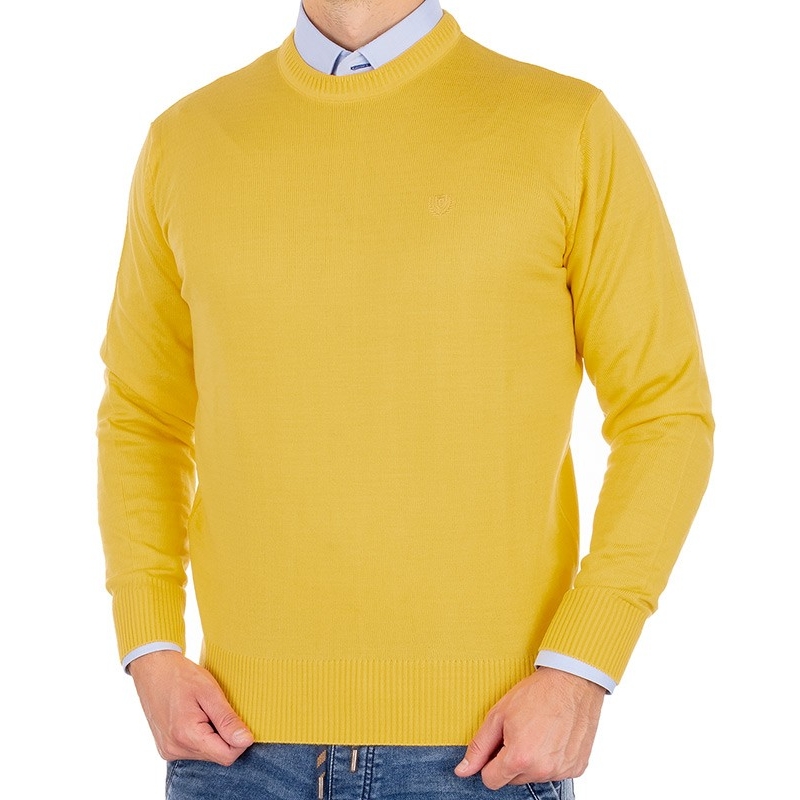 Sweter wełniany koloru żóltego U-neck Pako Jeans roz. M L XL 2XL 3XL
