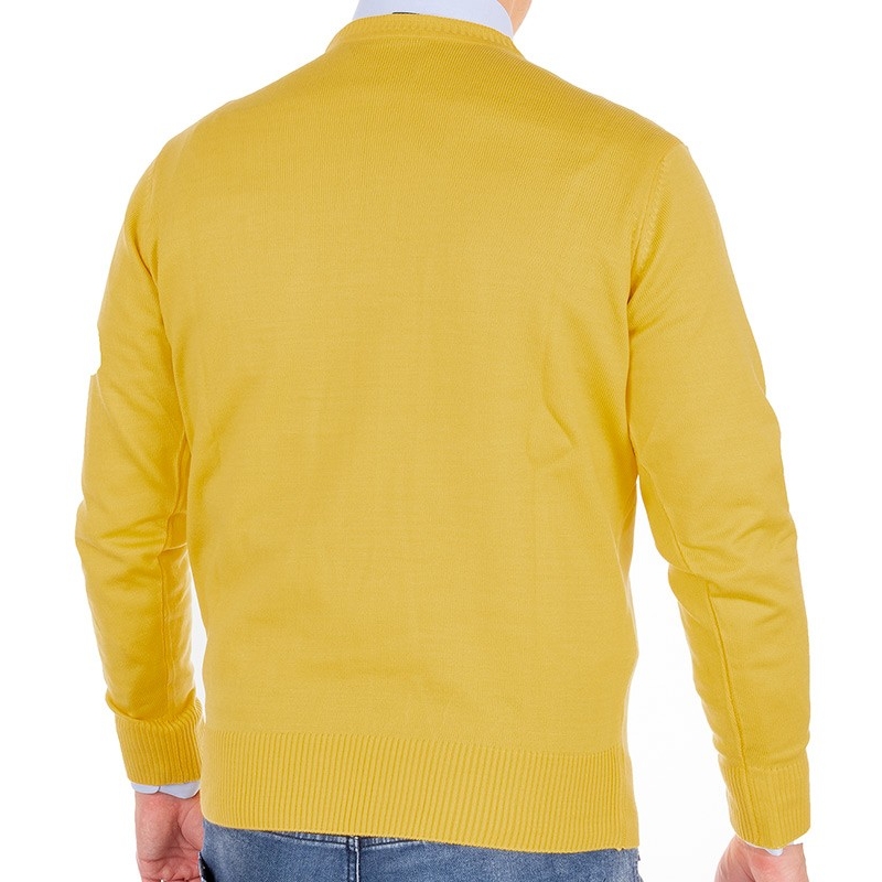 Sweter wełniany koloru żóltego U-neck Pako Jeans