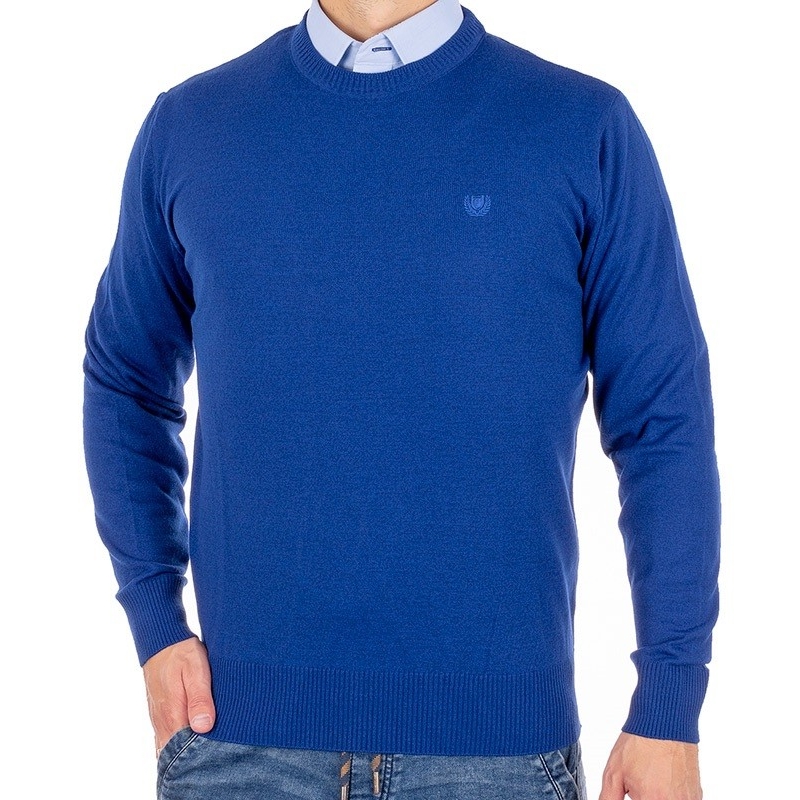 Niebieski sweter wełniany U-neck Pako Jeans roz. M L XL 2XL 3XL