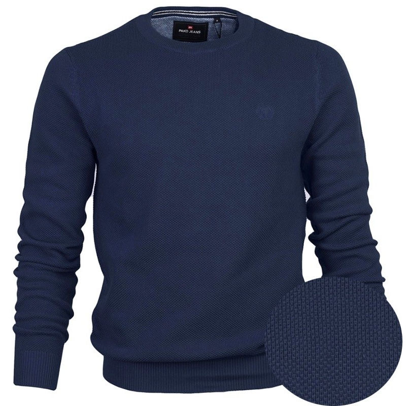 Bawełniany sweter typu U-neck Elegant firmy Pako Jeans kolor granatowy