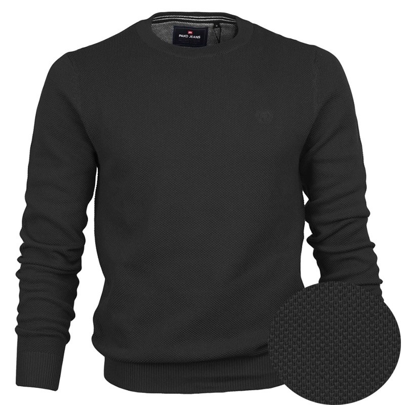 Bawełniany sweter typu U-neck Elegant firmy Pako Jeans kolor grafitowy