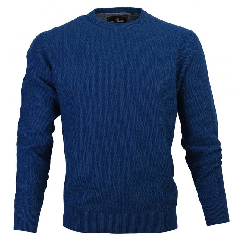 Ciemnoniebieski bawełniany sweter Pako Jeans Galant NB typ U-neck
