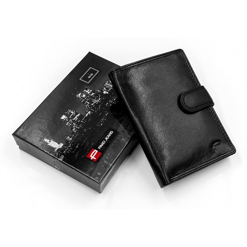 Czarny portfel męski skórzany Pako Jeans GT 503 X BL ochrona kart RFID