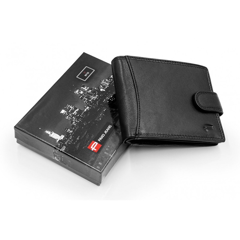 Czarny portfel męski skórzany Pako Jeans GT 506 X BL ochrona kart RFID