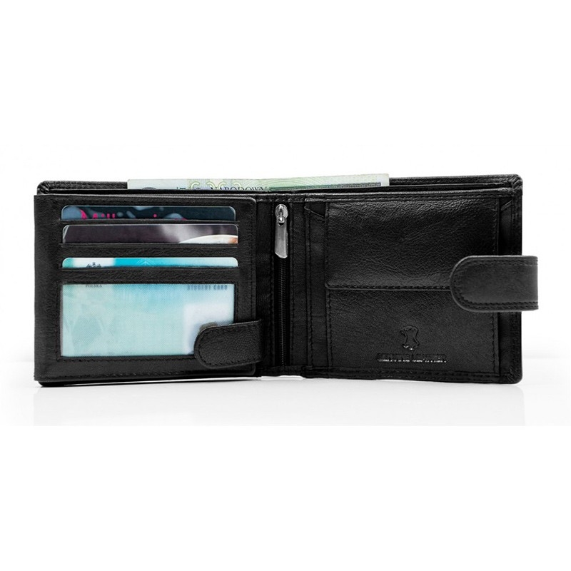 Czarny portfel męski skórzany Pako Jeans GT 506 X BL ochrona kart RFID