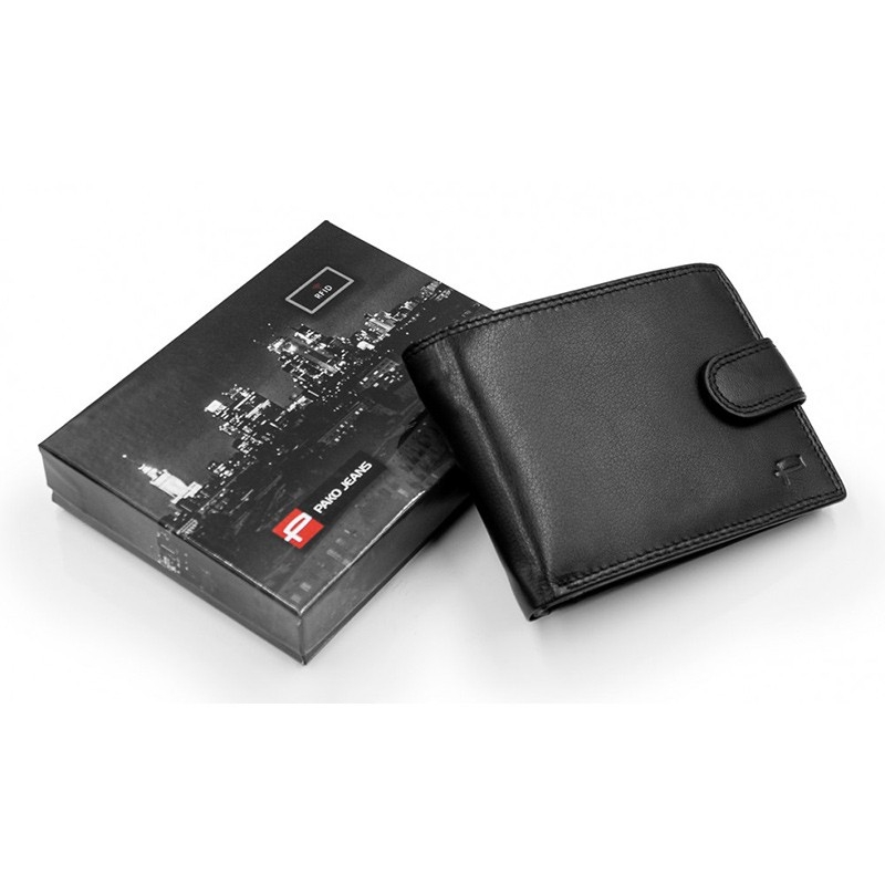 Czarny portfel męski skórzany Pako Jeans GT 508 X BL ochrona kart RFID