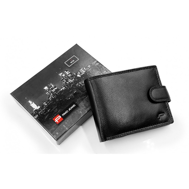 Czarny portfel męski skórzany Pako Jeans GT 704 X BL ochrona kart RFID