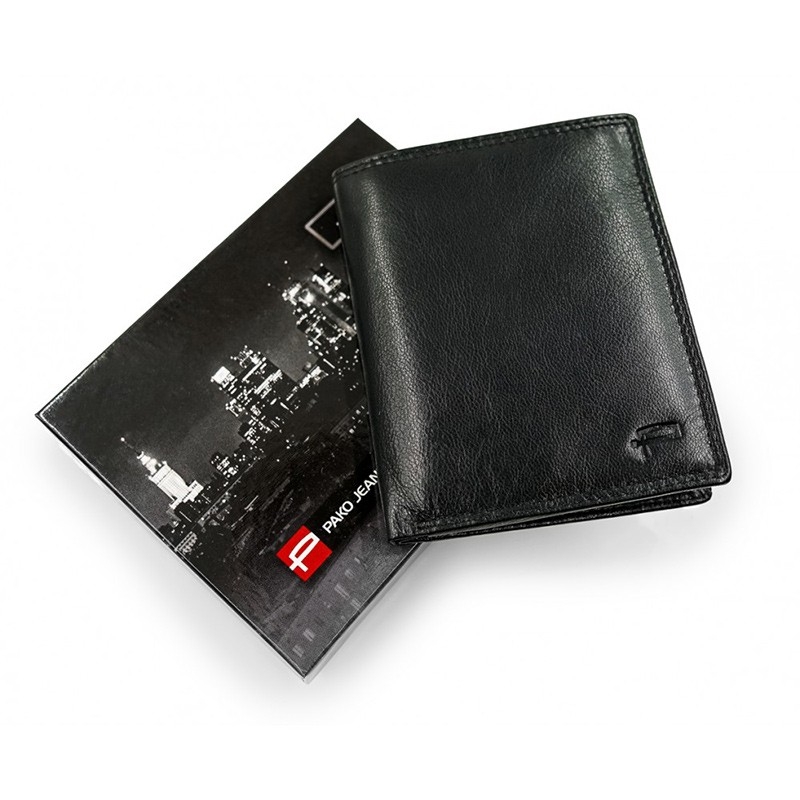 Czarny portfel męski skórzany Pako Jeans GT DH 01 BL ochrona kart RFID