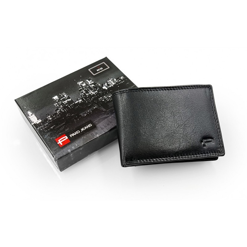 Czarny portfel męski skórzany Pako Jeans GT DH 14 BL ochrona kart RFID