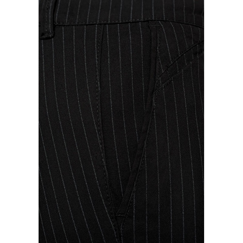 Czarne spodnie w paski chinos Lord R-197 bawełniane