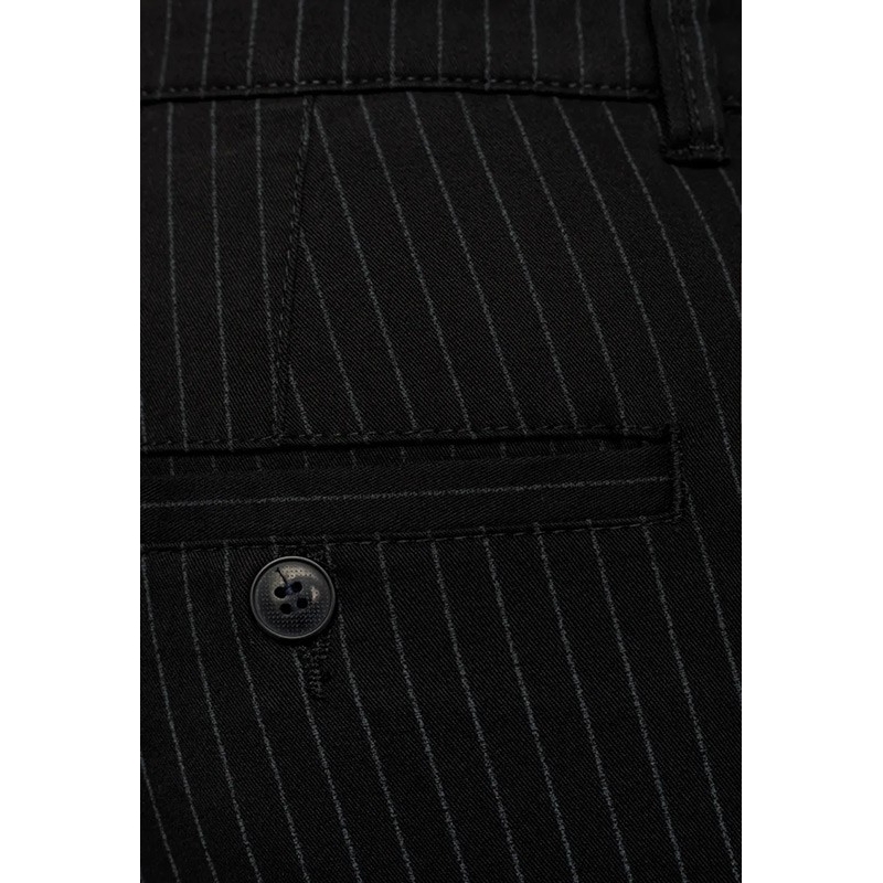Czarne spodnie w paski chinos Lord R-197 bawełniane