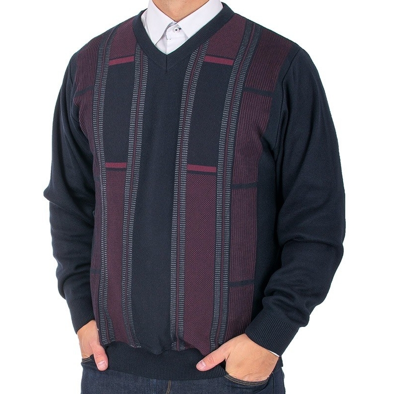 Granatowo-bordowy sweter Kings 10T 542506 w szpic roz. M L XL 2XL 3XL