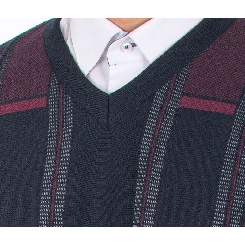 Granatowo-bordowy sweter v-neck Kings 10T 542506