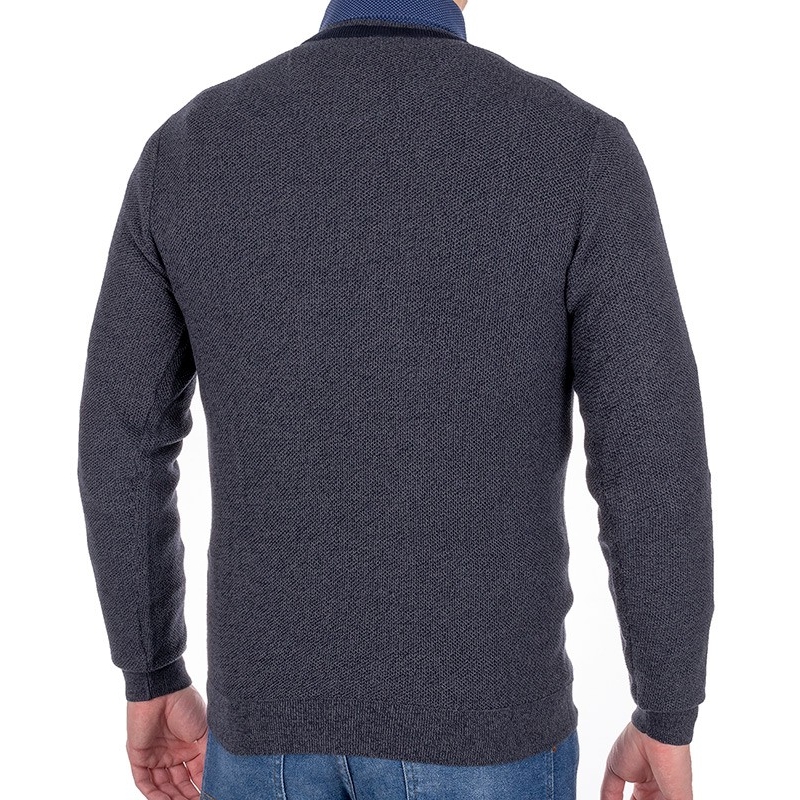 Bawełniany sweter męski Pako Jeans model Lao GF pod szyję typu U-neck