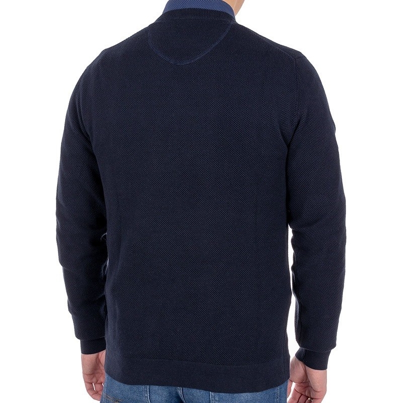 Granatowy bawełniany sweter Pako Jeans Suprima GR pod szyję