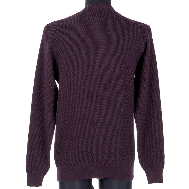 Bordowy strukturalny sweter Pako Jeans model Monk BD - dekolt okrągły