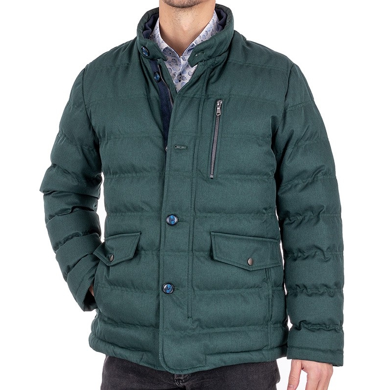 Zielona kurtka zimowa Tris Line model Bjorn w poziome pikowanie