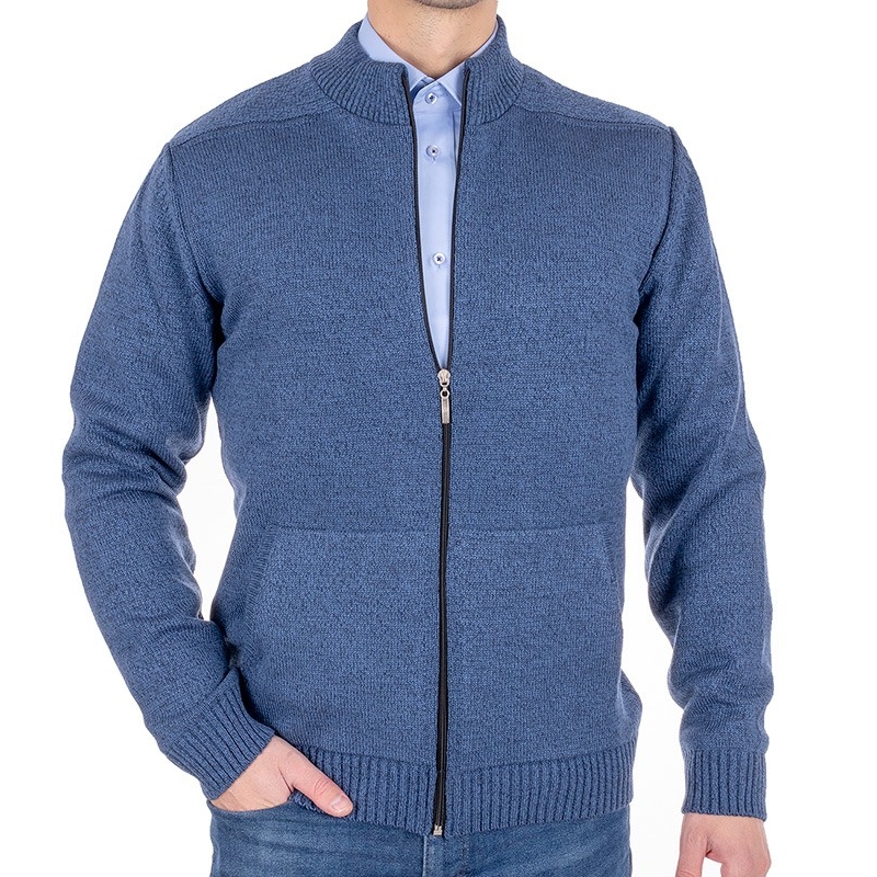 Jeansowy rozpinany sweter Lidos 4538Z z kieszeniami
