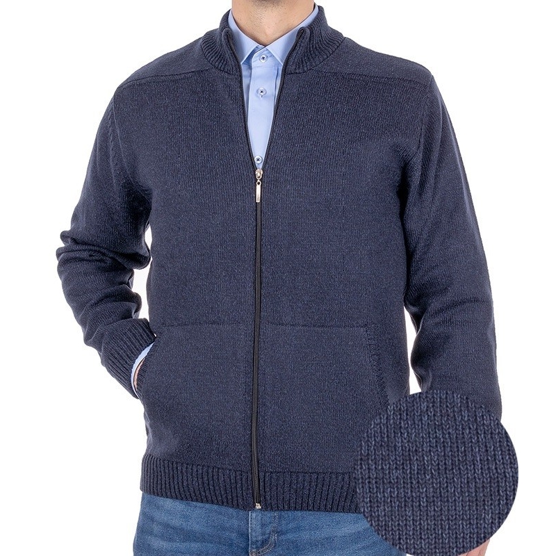 Granatowy sweter Lidos 4538Z rozpinany z kieszeniami