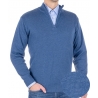 Jeansowy sweter Lidos 4542P-Z z krótkim zamkiem i niską stójką