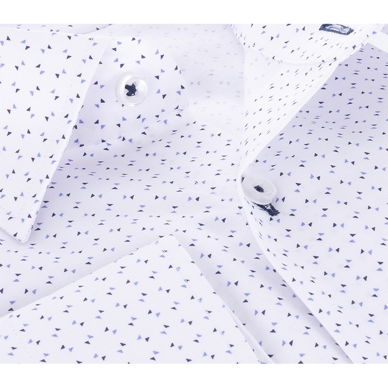 Biała koszula Comen długi rękaw ze wzorem z małych trójkątów - fason regular