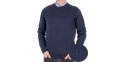 Granatowy sweter Lidos model 4539 pod szyję z ozdobnym przeszyciem