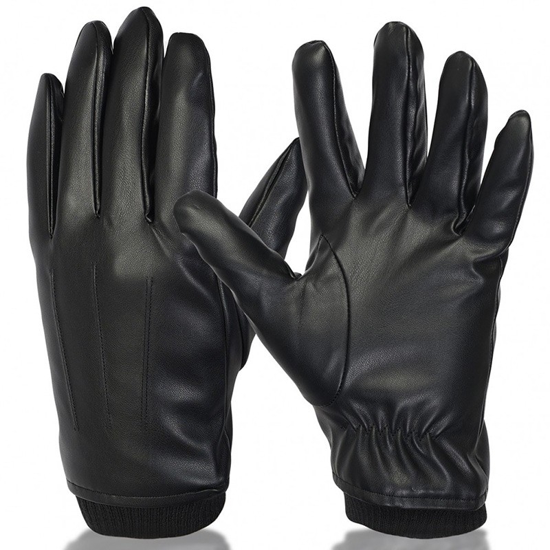 Czarne rękawiczki męskie ze skóry ekologicznej