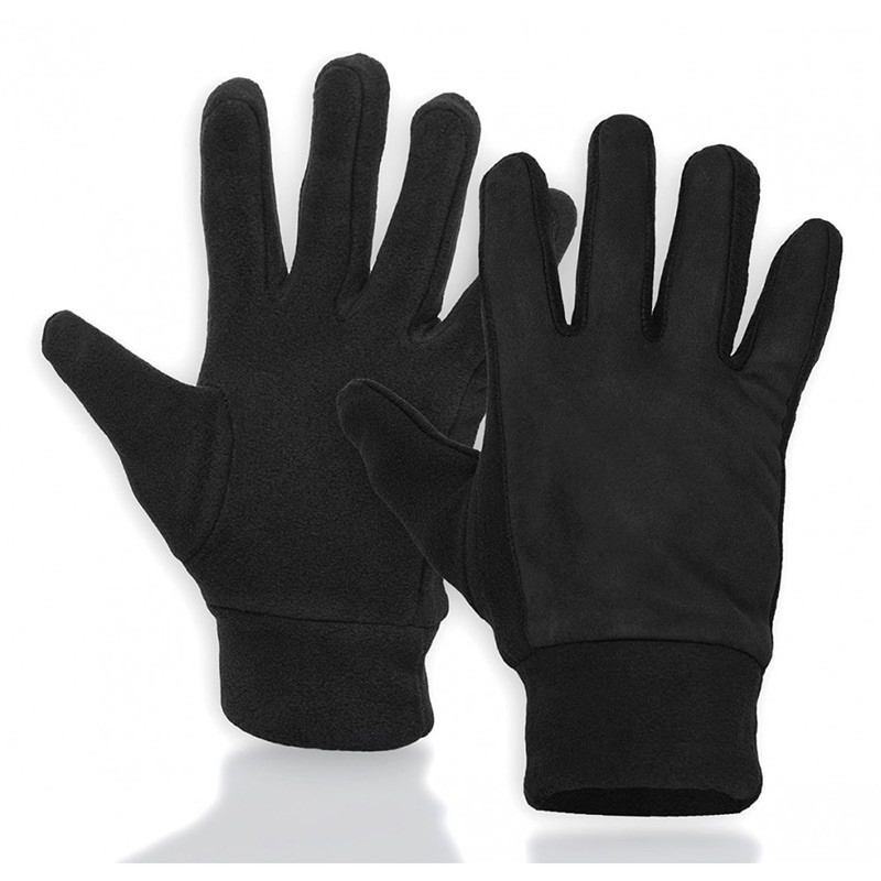 Czarne polarowe rękawiczki męskie - wierzch pluszowy