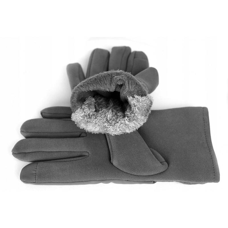 Szare rękawiczki męskie - ciepłe i przyjemne w dotyku z funkcją dotykową