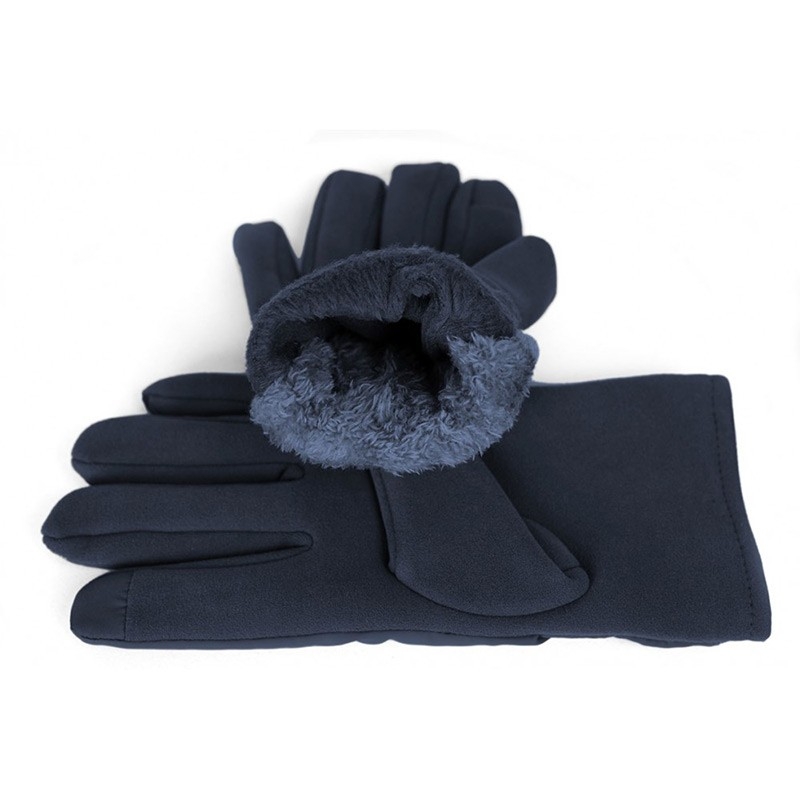 Granatowe ciepłe rękawiczki męskie - przyjemne w dotyku z funkcją dotykową