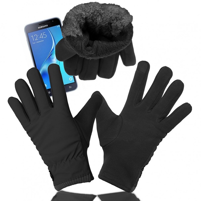 Czarne rękawiczki męskie - przyjemne w dotyku z funkcją dotykową