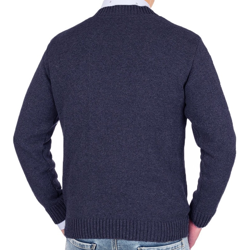 Granatowy rozpinany sweter Lidos 4514Z zdobiony wzdłuż zamka