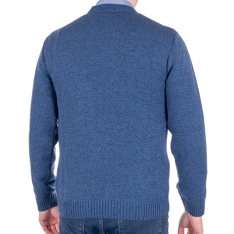 Sweter Lidos model 4539 pod szyję z przeszyciem w kolorze jeansowym