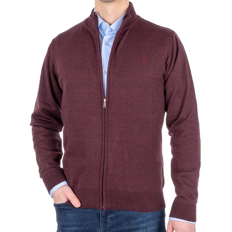 Bordowy sweter rozpinany Expoman cienki z niską stójką r. M L XL 2XL