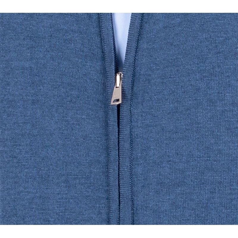 Niebieski sweter rozpinany Expoman cienki z niską stójką