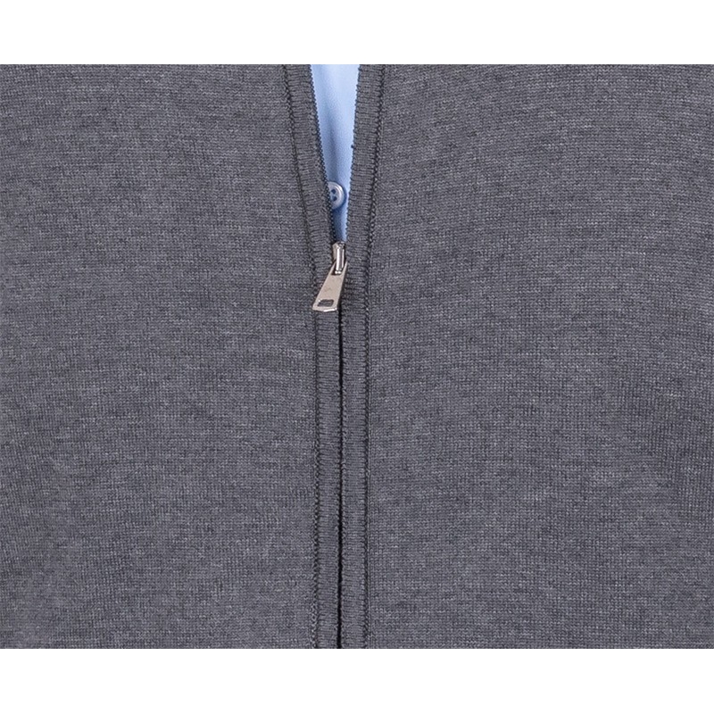 Grafitowy sweter rozpinany Expoman cienki z niską stójką