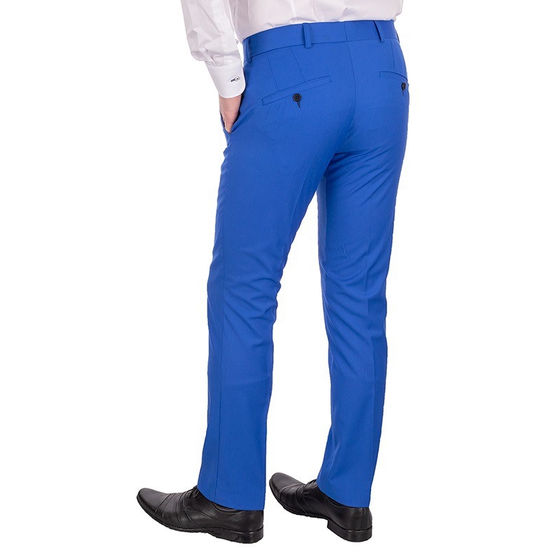 Wełniane niebieskie spodnie Willsoor 10916 wizytowe w kant - zwężane