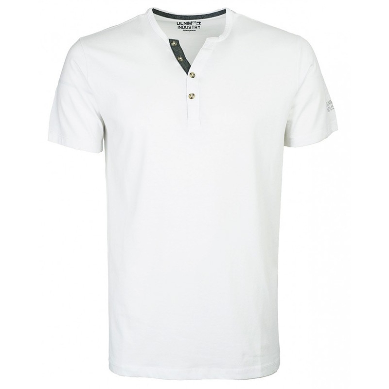Biały t-shirt w serek z krótkim rękawem Pako Jeans T2M Hirt BI