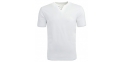Biały t-shirt w serek z krótkim rękawem Pako Jeans z guziczkami