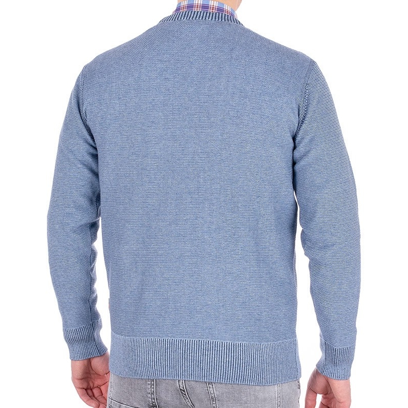 Błękitny sweter Pako Jeans Mono BŁ wełniany - dekolt okrągły