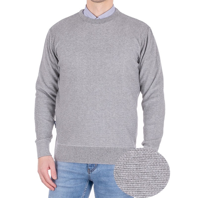 Szaro-popielaty sweter Pako Jeans Mono PP - dekolt okrągły